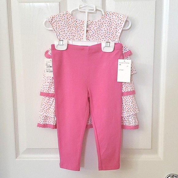 NWT New Sweet Ivy Pink & White Speckled Dot Two Piece Top & Pants 18 Months - Picture 3 of 9